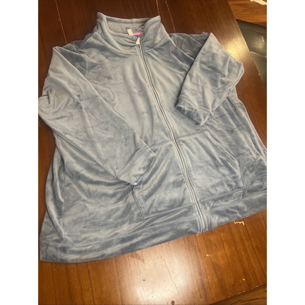 Isaac Mizrahi Full Zip Sweatshirt Pockets Fleece Lined Gray Size 3X